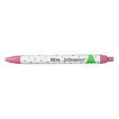Cute Teacher Name, Green Polka Dots, Tree Kugelschreiber (Vorderseite)