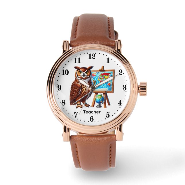 Cute Teacher owl customizable  Armbanduhr (Vorderseite)