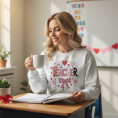 Cute Teacher Valentine's Day Coquette Bow Heart  Sweatshirt