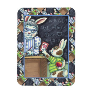 CUTE TEACHER'S PET, APPLE & VALENTINE BUNNY RABBIT MAGNET