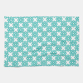 Cute Teal and White Floral Pattern Geschirrtuch (Horizontal)