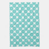 Cute Teal and White Floral Pattern Geschirrtuch (Vertikal)