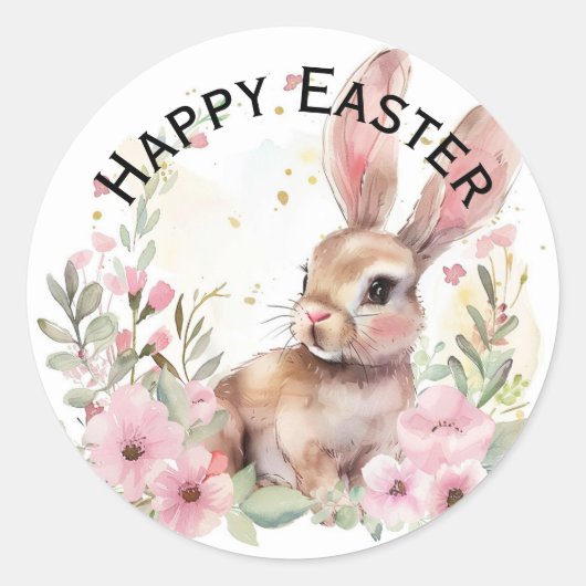Cute teal bunny happy Easter stickers (Vorderseite)