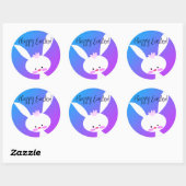 Cute teal bunny happy Easter stickers (Blatt)