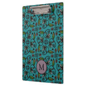 Cute Teal Floral Pattern Monogram Klemmbrett (Links)