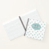 Cute Teal Green Cat Paws with Hearts | Monogramm Notizblock (Innenseite)
