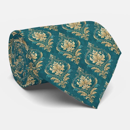 Cute teal wedding pattern  krawatte (Gerollt)