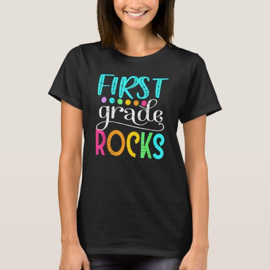 Cute Team First Grade Hello 1st Grade Rocks Back T T-Shirt (Vorderseite)