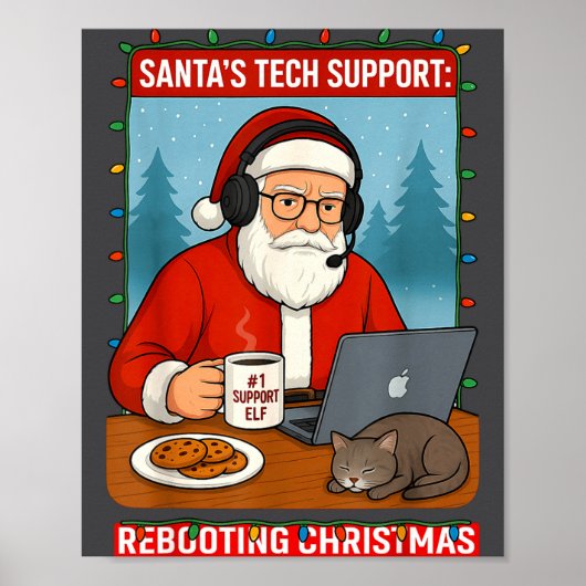 Cute Tech Support s Rebooting Santa Poster (Vorne)