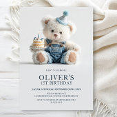 Cute Teddy Bear 1st Birthday Party Invitation Einladung