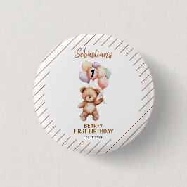 Cute Teddy Bear 1st Birthday | Sweet Bear Button