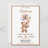 Cute Teddy Bear 1st Birthday | Sweet Bear  Einladung (Vorderseite)