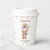 Cute Teddy Bear 1st Birthday | Sweet Bear Pappbecher (Rückseite)
