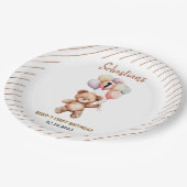 Cute Teddy Bear 1st Birthday | Sweet Bear Pappteller (Schrägansicht)