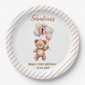 Cute Teddy Bear 1st Birthday | Sweet Bear Pappteller (Vorderseite)