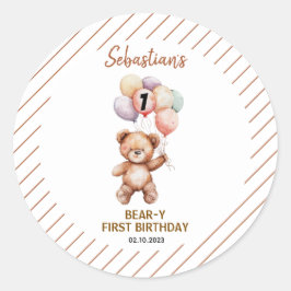 Cute Teddy Bear 1st Birthday | Sweet Bear Runder Aufkleber