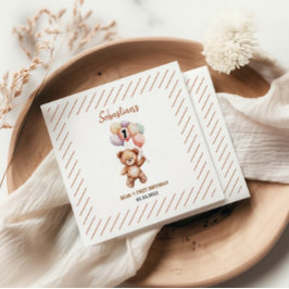 Cute Teddy Bear 1st Birthday | Sweet Bear  Serviette
