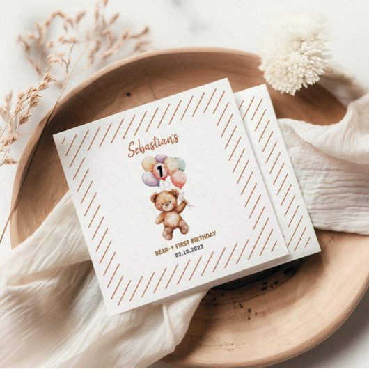 Cute Teddy Bear 1st Birthday | Sweet Bear  Serviette