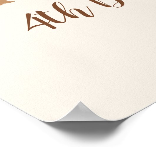 Cute Teddy Bear 4th Birthday Wall Decoration Poster (Ecke)