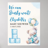 Cute Teddy Bear Baby Shower Boy Decoration Poster (Vorne)