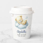 Cute Teddy Bear Baby Shower Boy  Pappbecher (Rückseite)