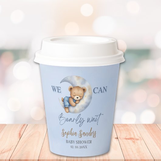 Cute Teddy Bear Baby shower boy Pappbecher