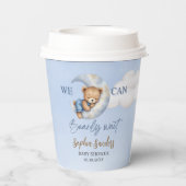 Cute Teddy Bear Baby shower boy Pappbecher (Rückseite)