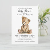 Cute Teddy Bear Baby Shower Einladung (Stehend Vorderseite)