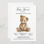 Cute Teddy Bear Baby Shower Einladung (Vorne/Hinten)