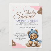 Cute Teddy Bear Baby Shower Einladung (Vorne/Hinten)