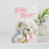 Cute Teddy Bear Baby Shower  Einladung (Stehend Vorderseite)