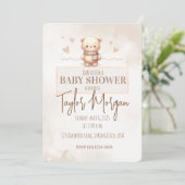 Cute Teddy Bear Baby Shower  Einladung (Stehend Vorderseite)