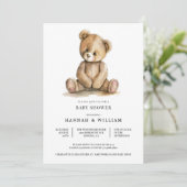 Cute Teddy Bear Baby Shower Einladung (Stehend Vorderseite)