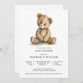 Cute Teddy Bear Baby Shower Einladung (Vorne/Hinten)
