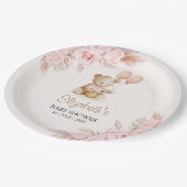 Cute Teddy Bear Baby Shower Girl Pappteller (Schrägansicht)