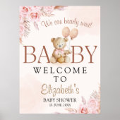 Cute Teddy Bear Baby Shower Girl Poster (Vorne)