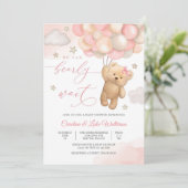 Cute Teddy Bear Baby Shower Invitation Einladung (Stehend Vorderseite)