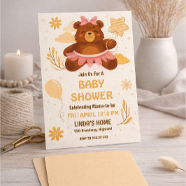 Cute Teddy Bear Baby Shower Invitation for Girl Einladung