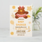 Cute Teddy Bear Baby Shower Invitation for Girl Einladung (Stehend Vorderseite)