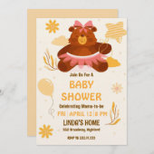 Cute Teddy Bear Baby Shower Invitation for Girl Einladung (Vorne/Hinten)
