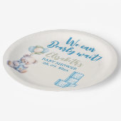 Cute Teddy Bear - Baby Shower Party Pappteller (Schrägansicht)