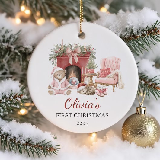 Cute Teddy Bear Baby's First Christmas Keramik Ornament