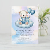 Cute Teddy Bear Balloon Theme Einladung (Stehend Vorderseite)