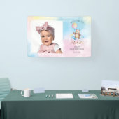 Cute Teddy Bear Beary First Birthday Photo Welcome Banner (Messe)