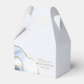 Cute Teddy Bear Blue Gold Abstract Thank You Geschenkschachtel (Rückseite)