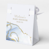 Cute Teddy Bear Blue Gold Abstract Thank You Geschenkschachtel (Rückseite)