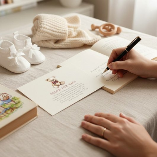 Cute Teddy Bear Books for Baby Shower Insert Card