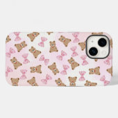 Cute Teddy bear & Bow iPhone 14 Case 🧸 (Rückseite (Horizontal))