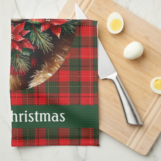 Cute Teddy Bear Christmas Add Name Mom Grandma Geschirrtuch (Viertel Falte)