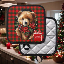 Cute Teddy Bear Christmas Add Name Mom Grandma Topflappen
